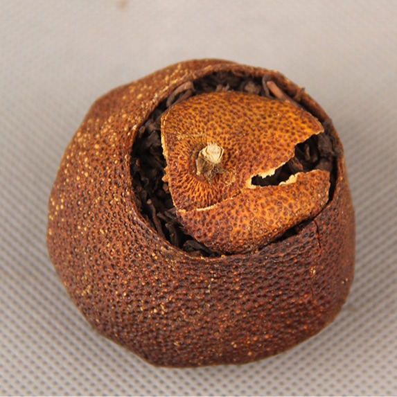 Pu'er ripe tea loose leaf, Citrus Pu'er tea, Aged Citrus Pu'er tea, Xin Hui, Golden Citrus Pu'er tea leaves