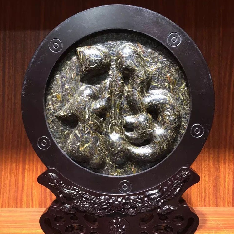 Pu'er tea, artisanal tea carving, dragon and phoenix base, 3kg