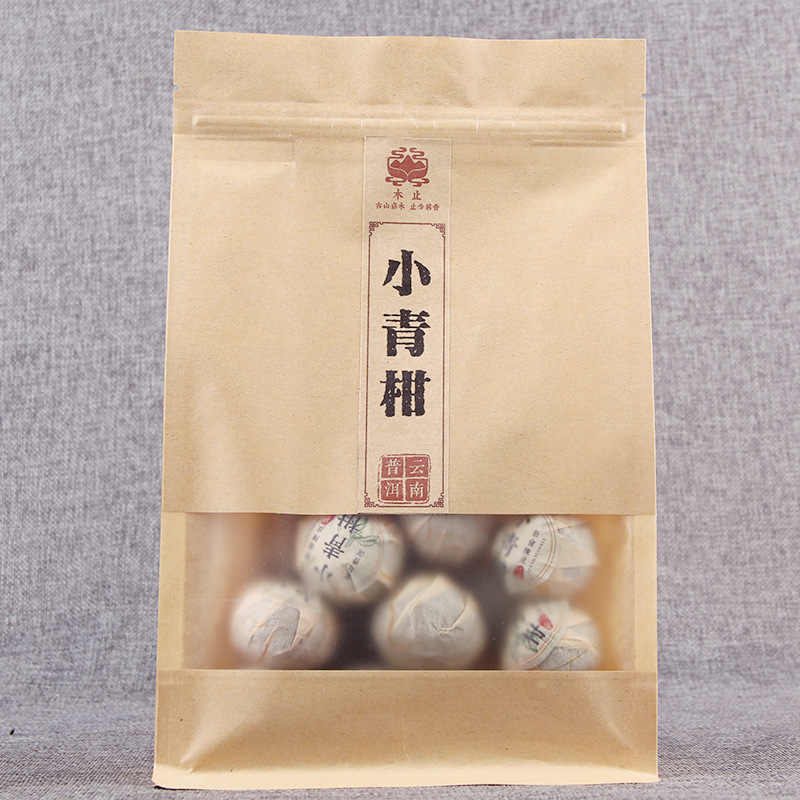 Wholesale small green citrus puerh citrus, 8-year palace puerh citrus puerh tea, new will aged tangerine peel ripe tea bag packaging 100g