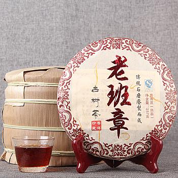 Pu'er tea old tree tea, Lao Ban Zhang old tree Pu'er tea pure material cake, Pu'er old tree ripe tea 357g