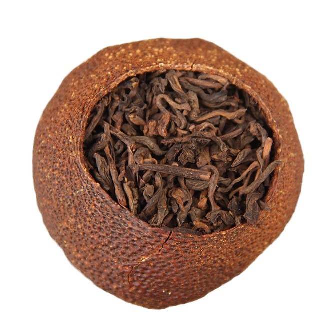 Pu'er ripe tea loose leaf, Citrus Pu'er tea, Aged Citrus Pu'er tea, Xin Hui, Golden Citrus Pu'er tea leaves