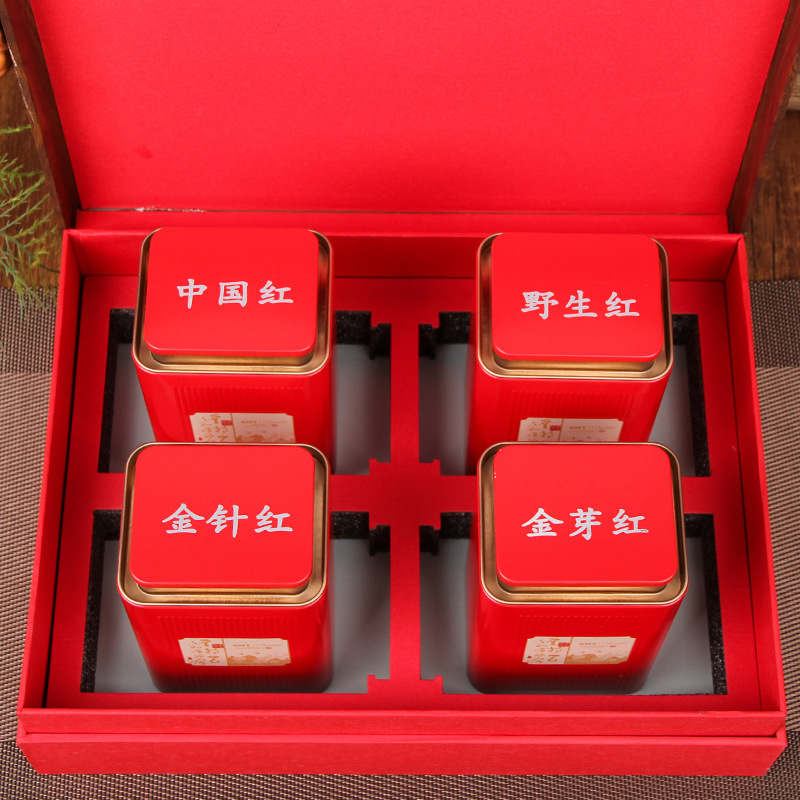 滇红四宝凤庆滇红茶400g/套金针金芽中国红野生红茶叶礼盒装批发