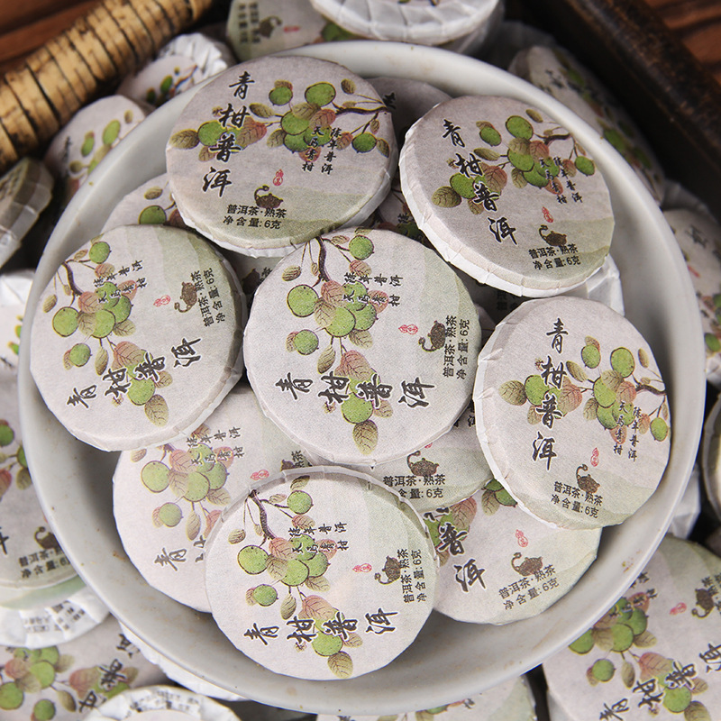 Yunnan Pu'er Tea Xin Hui Xiao Qing Gan Orange Peel Pu'er Shou Cha Small Round Cake