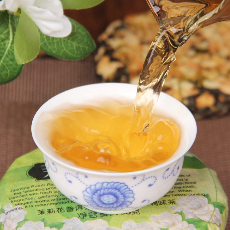 Yunnan Pu'er Raw Tea Jasmine Qing Bing Flower Tea Natural Floral Aroma
