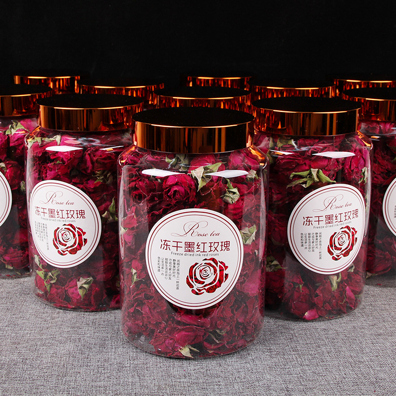Yunnan freeze-dried rose, dark red rose flower tea, edible flower petals, canned.