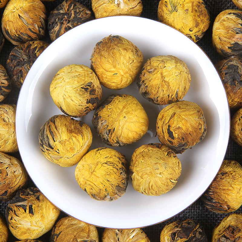 Yunnan Fengqing Dianhong Black Tea Handmade Chrysanthemum Dragon Pearls Chrysanthemum Black Tea